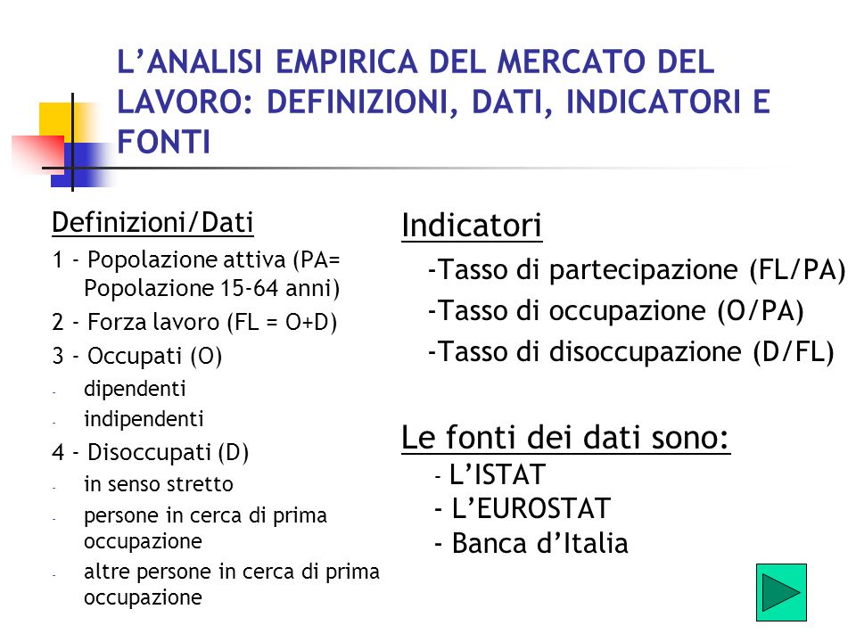 Economia Del Lavoro Dati Indicatori E Fonti Per Lanalisi Del Mercato